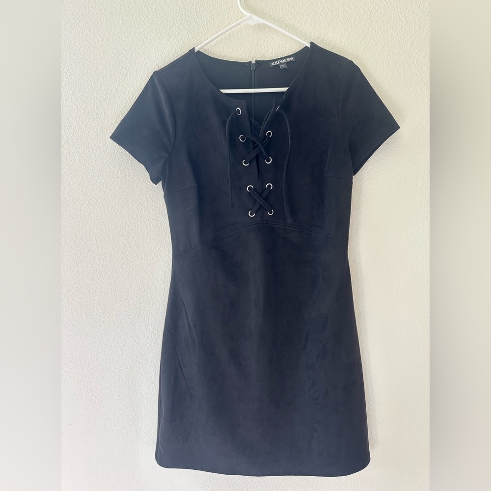 Express Black Lace-Up Mini Dress